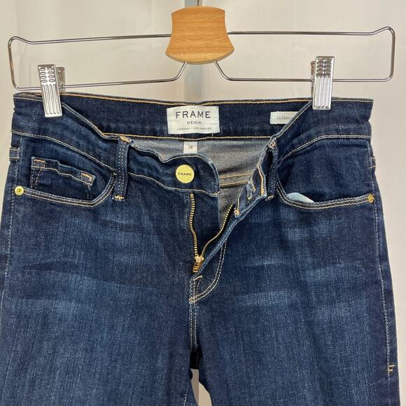 FRAME Size 28 Le Skinny de Jeanne Ankle Jeans Queens Way Dark Wash Zip Fly Blue - Picture 5 of 8
